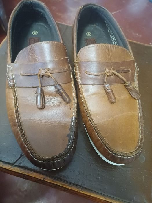 Men Loafers Brown Leather 43