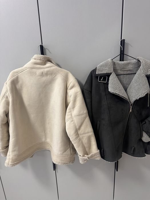 Women Shearling Coat Beige 36