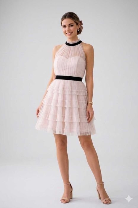 Women Dress Pink Chiffon 40