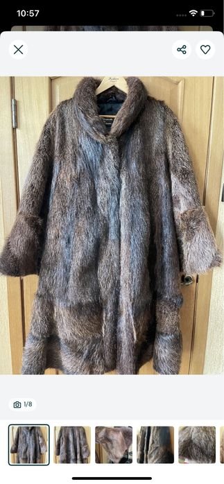Femme Manteau en Fourrure Marron Nutria Autre