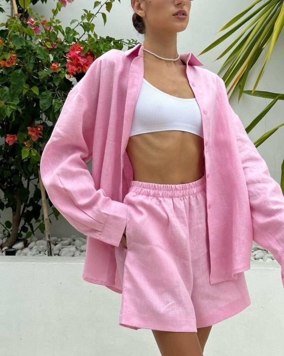 Women Summer Suit Pink Other Size