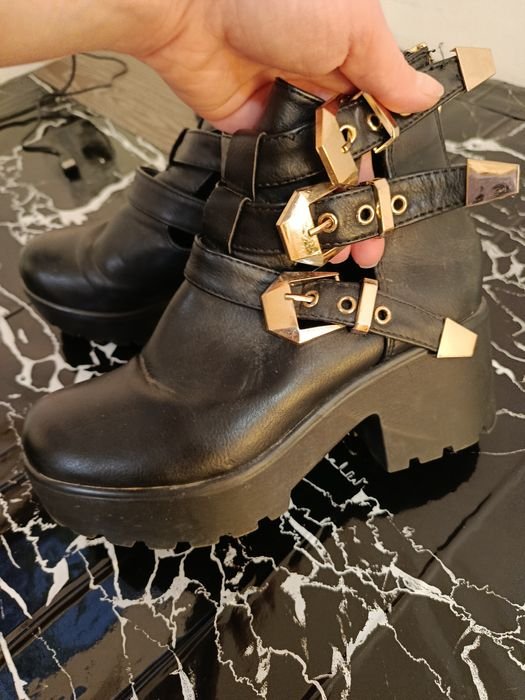Women Leather Boots Black 36