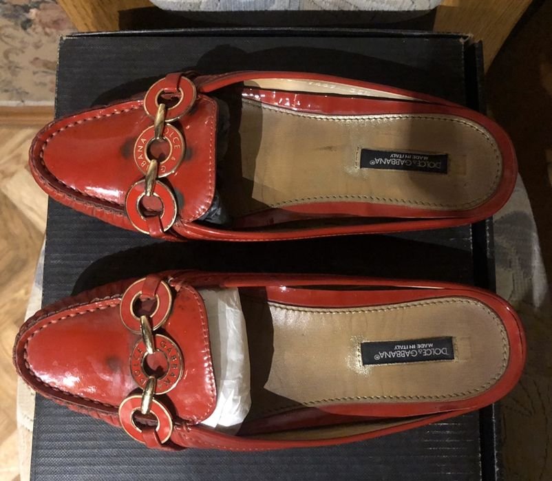 Damen Dolce & Gabbana Sabot Rot Leder 35