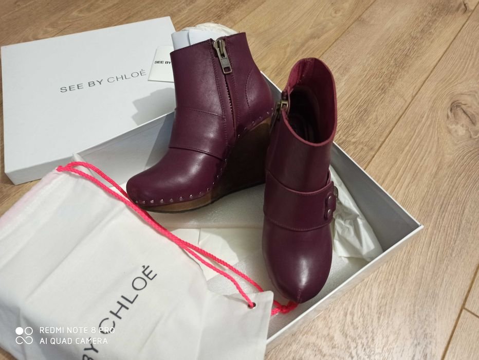 Women Chloé Ankle Boots Black Leather 38