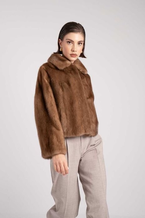 Damen Massimo Dutti Nerz Mantel Beige 38