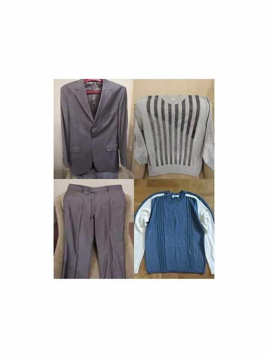 Herren Pullover Grau Woll-Mischung XL