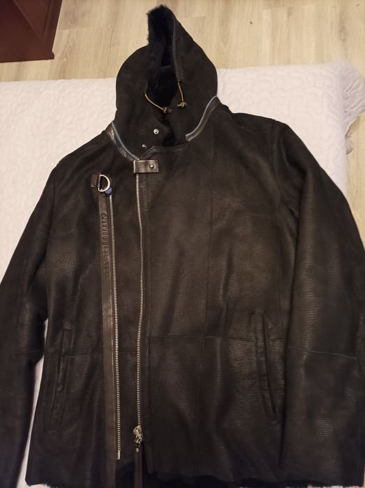 Мужской Alfredo GALLIANO Дублёнка Чёрный Кожа 48