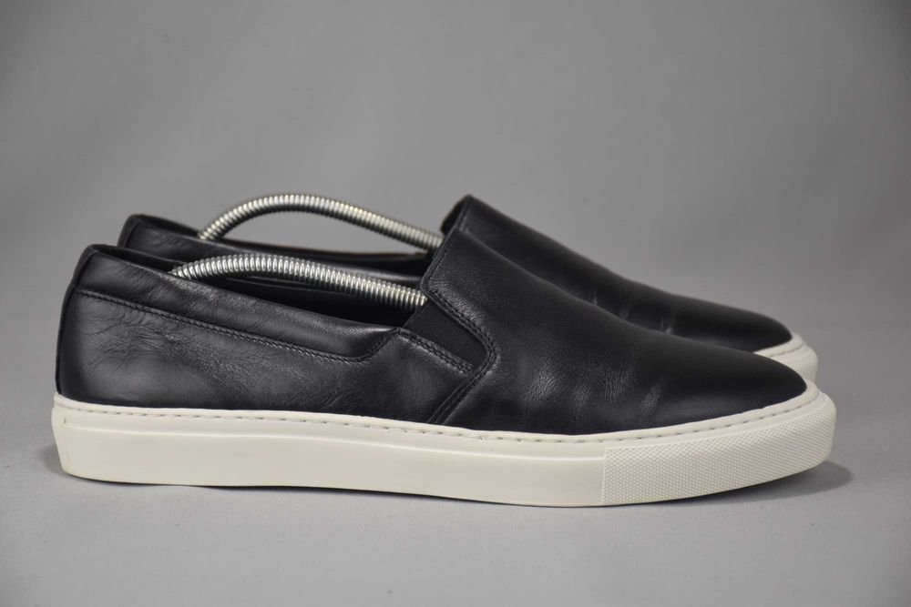 Men Navyboot Loafers Black Leather 44