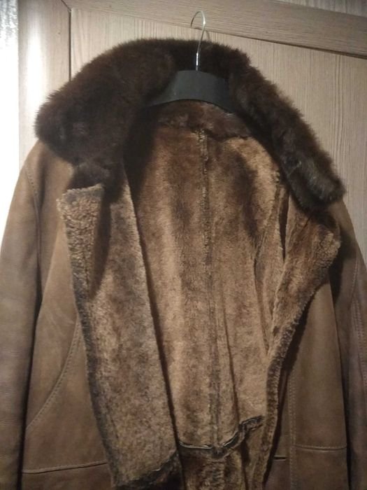 Homme Mido Manteau en Peau de Mouton Marron 42