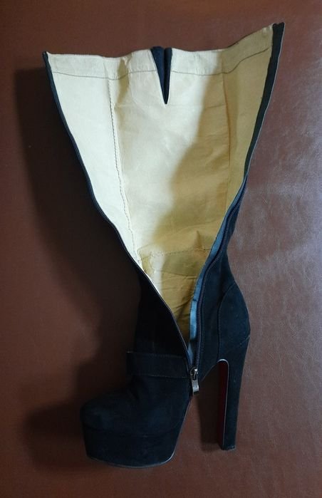 Женские Christian Louboutin Ботфорты Чёрные Замша