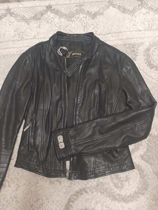 Women Versace Jacket Black Leather