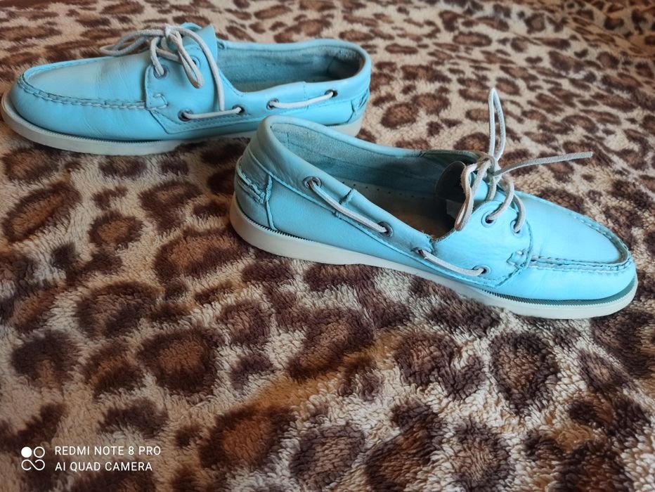 Herren Sebago Topsiders Türkis Leder 39.5