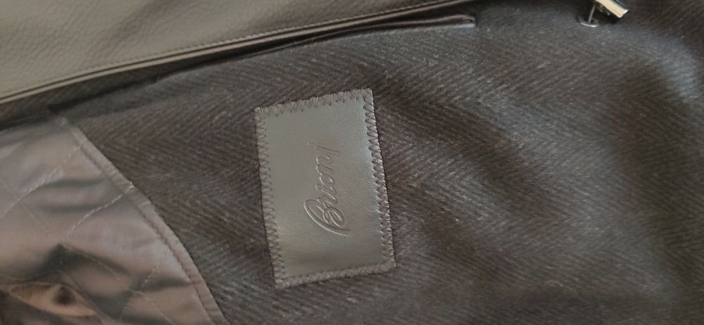 Мужской Brioni Куртка Коричневая Кожа 42