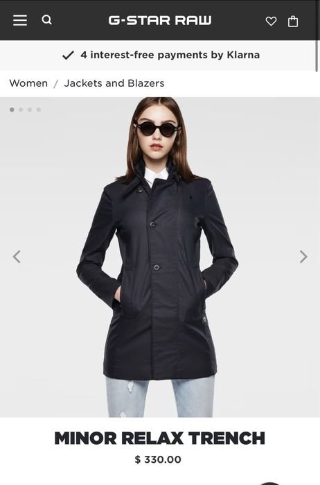 Damen G-Star RAW Trench Marineblau 40