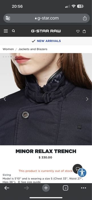 Damen G-Star RAW Trench Marineblau 40