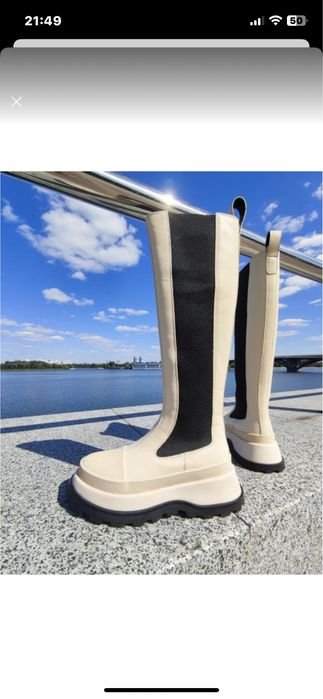 Men Jil Sander Boots Beige Leather 38