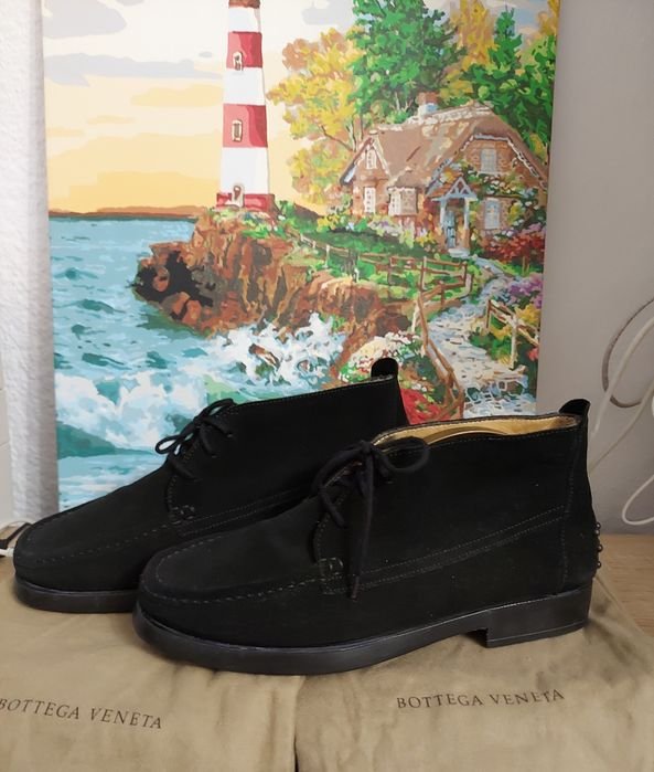 Женские Bottega Veneta Ботинки Чёрные Замша 38