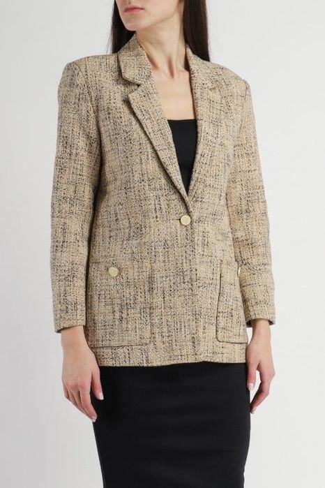 Women Sandro Paris Blazer Beige Tweed 36