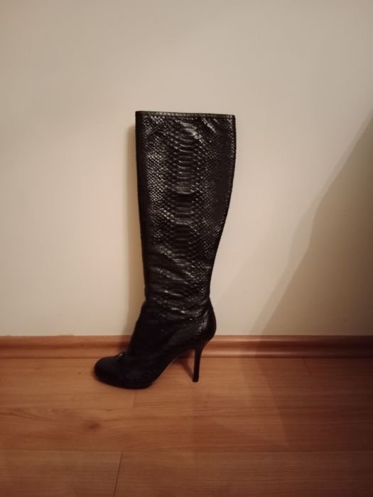 Damen Dior Stiefel Schwarz Python Leder 38