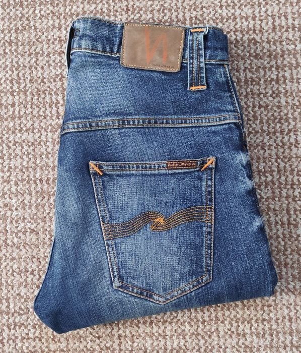 Мужской Nudie Jeans Джинсы Синие Деним W30 L32