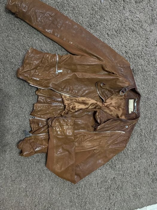 Femme Karen Millen Veste Marron Cuir