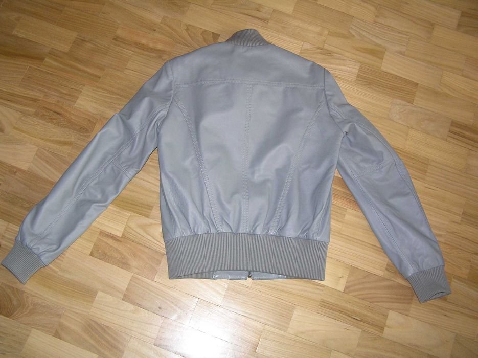 Women Stefanel Bomber Jacket Black Leather 36