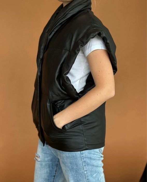 Мужской Isabel Marant Жилет Чёрный Кожа 36