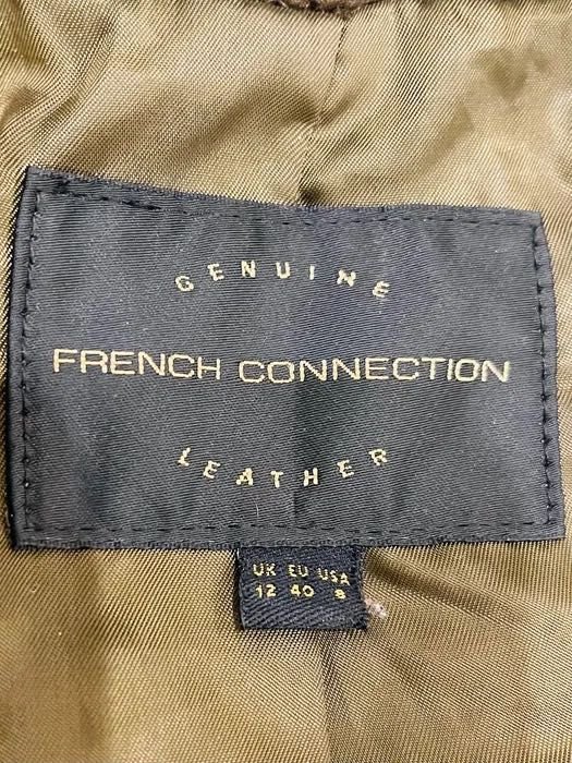 Damen French Connection Jacke Grün Senf Leder 12