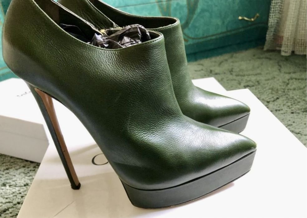 Женские Casadei Ботинки Чёрные Кожа 37