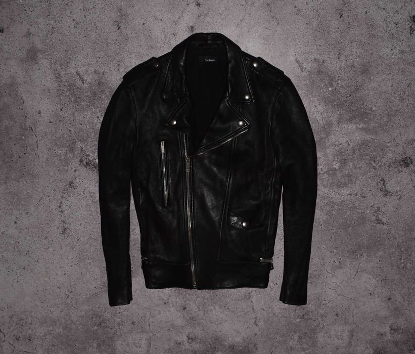 Мужской The Kooples Кожаная Куртка Косуха Чёрный