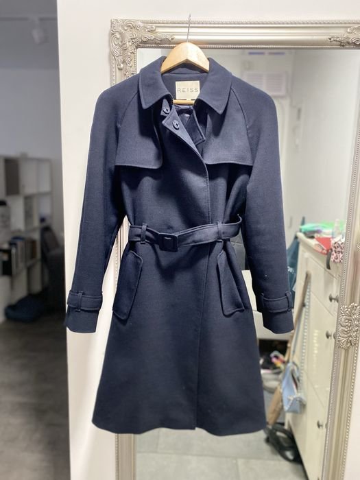 Donna Reiss Trench Blu Navy Lana 36