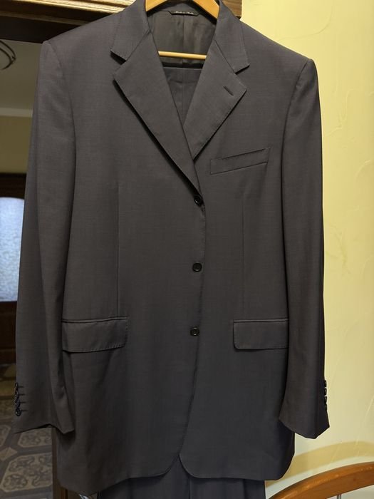 Men Canali Suit Grey Wool 46