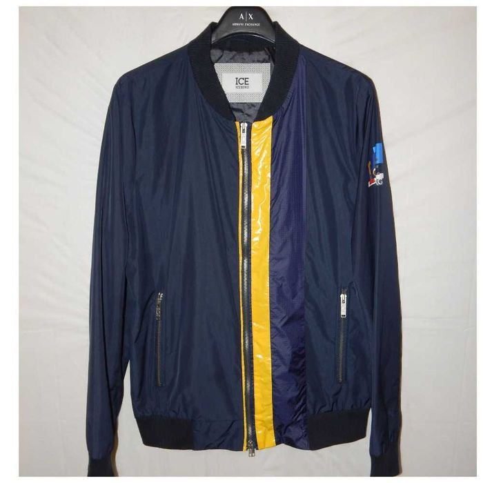 Uomo Ice Iceberg Giacca Bomber Blu Navy Poliestere