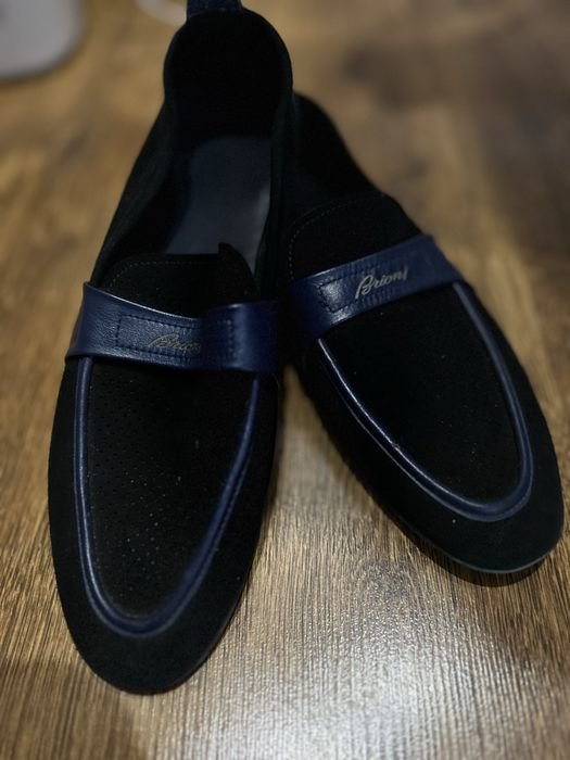 Мужской Brioni Мокасины Чёрный Замша 42