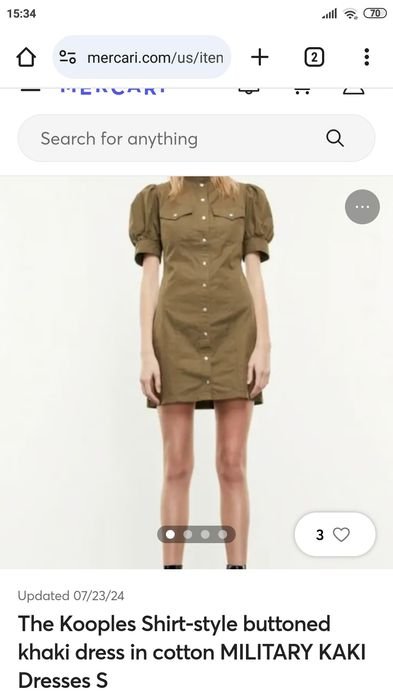 Damen The Kooples Kleid Khaki Denim S-M