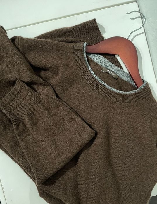 Herren Peserico Pullover Braun Wolle L