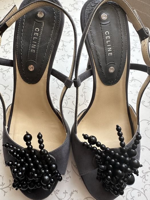 Женские Celine Босоножки Серый Замша 38