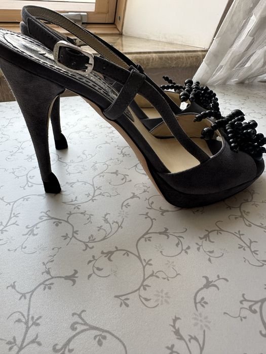 Женские Celine Босоножки Серый Замша 38