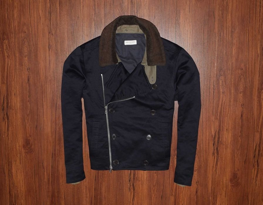 Herren Dries Van Noten Bikerjacke Schwarz Leder 38