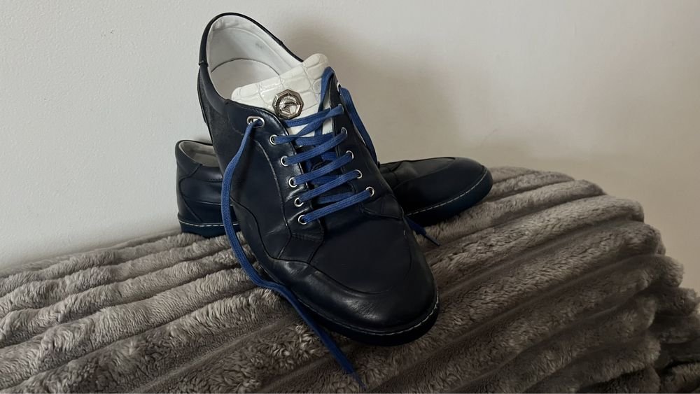 Мужской Stefano Ricci Туфли-кроссовки Синий Кожа