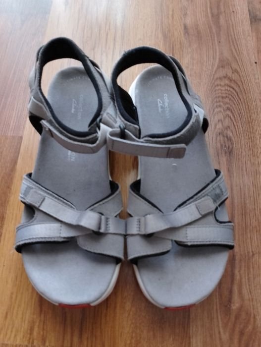 Damen Clarks Sandalen Grau Kunstleder 38