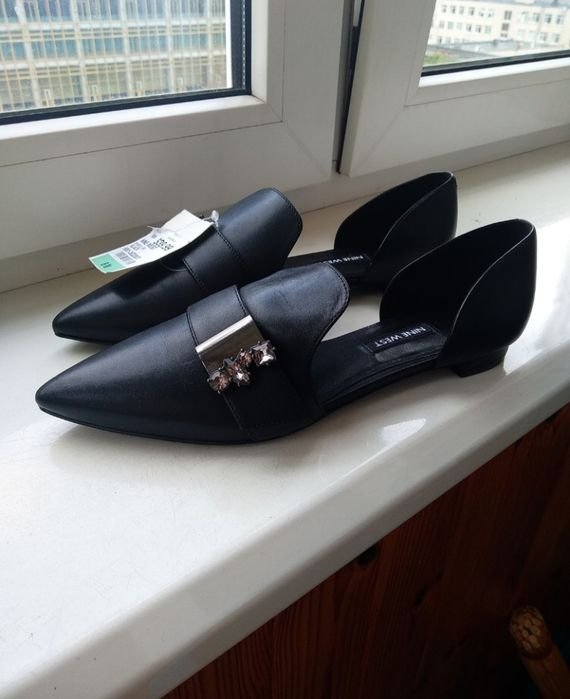 Women Nine West Heels Black Leather 38