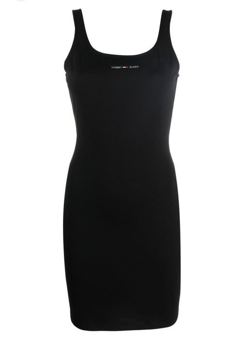 Damen Tommy Jeans Kleid Schwarz Mini Stretch XL