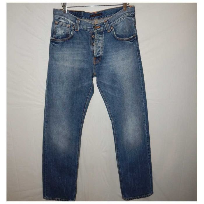 Мужской NUDIE JEANS Джинсы Синий Джинс 32