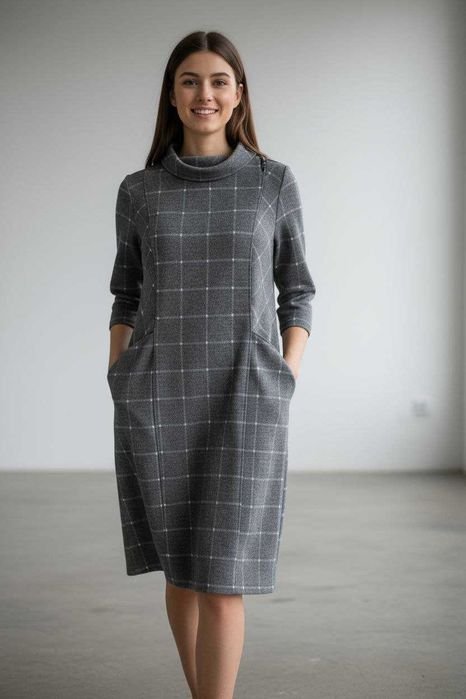 Donna Laura Ashley Abito Grigio Maglia 42