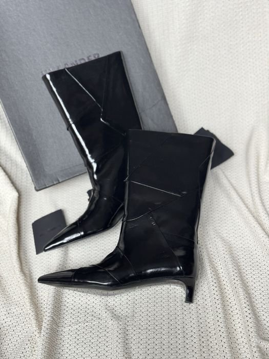 Женские Jil Sander Полусапожки Чёрные Кожа 35