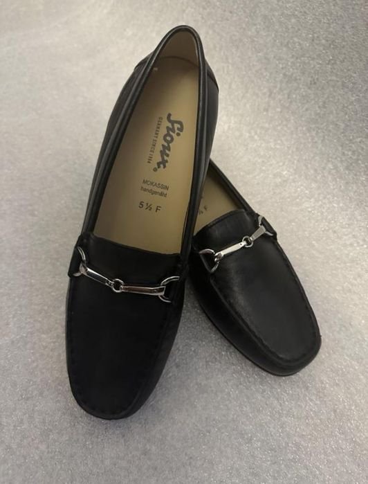 Damen Sioux Slipper Schwarz Leder 38.5