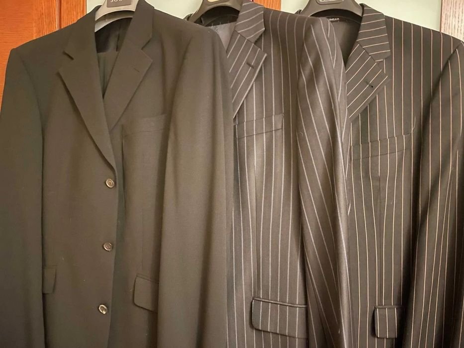 Homme Boss Costume Bleu Marine Laine 44
