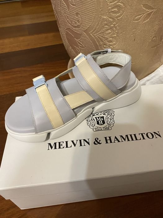 Damen Melvin&Hamilton High Heels Grau-Blau Leder