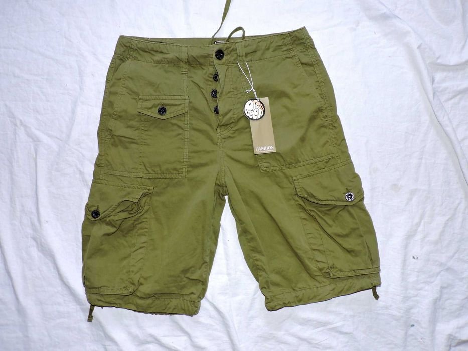 Men Pretty Green Cargo Shorts Brown Cotton 30